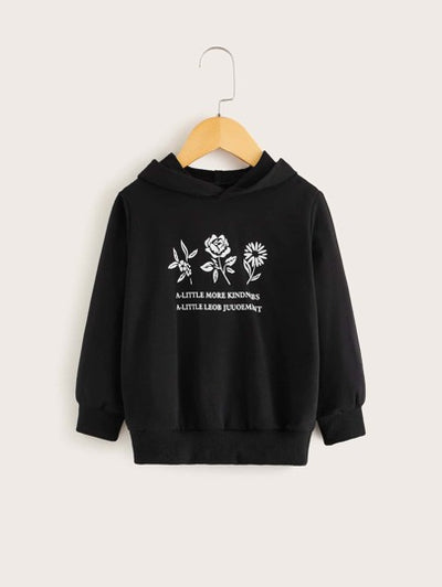 Baby Girl Minimalist Floral Phrase Hoodie SD