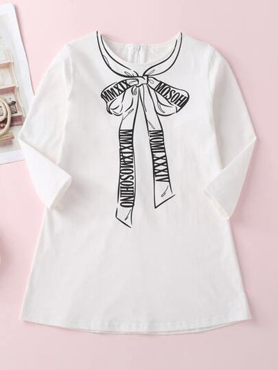 Toddler Girls Bow Tie Graphic Dress SD