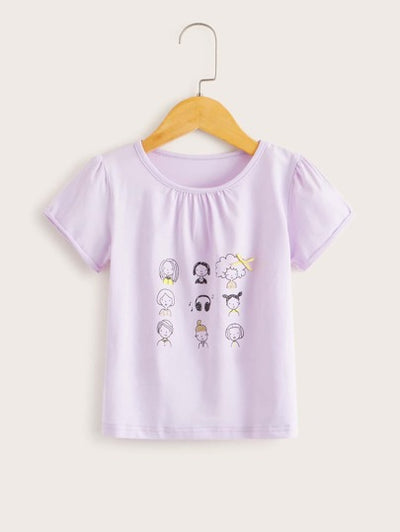 Baby Girl Doodle Graphic Lilac Tee SD