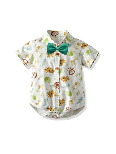 Toddler Boys Animal Print Romper with Bow SD