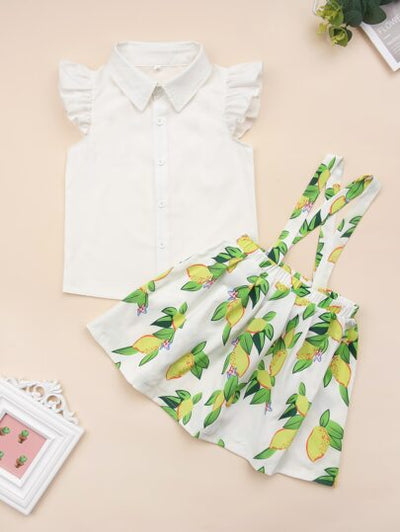 Baby Girl Frilled Sleeve Top & Printed Skirt SD