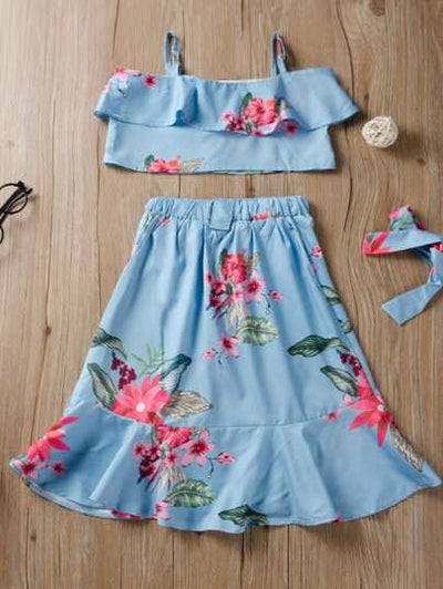 Baby Girl Floral Print Crop Top with Skirt SD