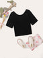 Toddler Girls Solid Black Tee SD