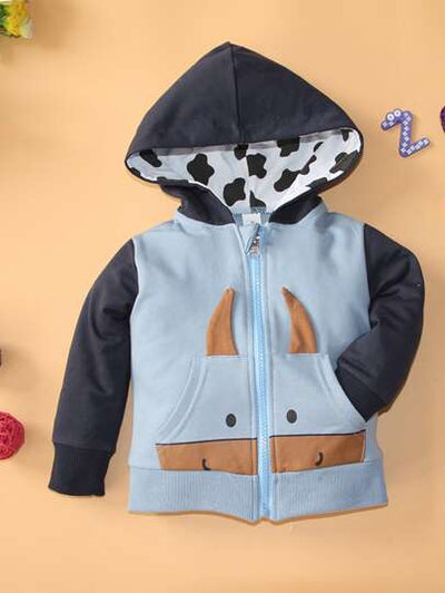 Toddler Boys Cow Decor Hooded Jacket SD