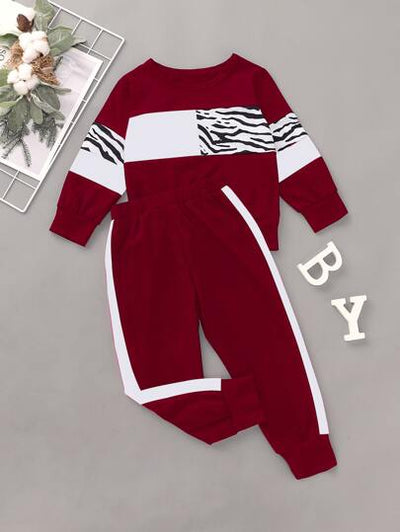Toddler Girls Zebra Patch Shirt & Panel Pants SD