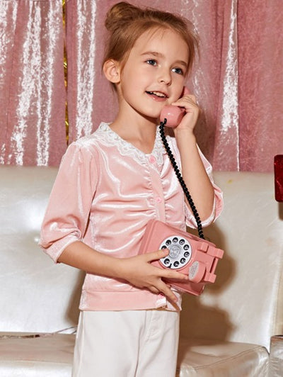 Toddler Girls Lace Collar Velvet Jacket SD