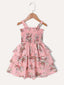 Baby Girl Layered Hem Floral Print Dress SD
