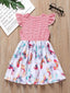 Baby Girl Striped Bodice Butterfly Pattern Dress SD