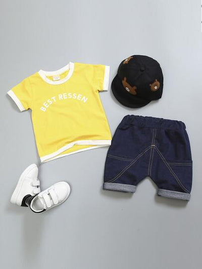 Baby Boy Graphic Tee & Denim Shorts SD