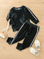 Toddler Girls Strip Velvet Top & Pants