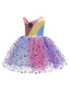 Toddler Girls Colorblock Bodice & Star Mesh Hem Dress SD