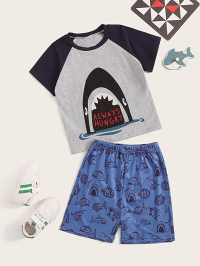 Baby Boys Shark Print Shirt & Shorts SD