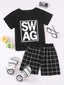 Baby Boy Graphic Shirt & Grid Shorts SD