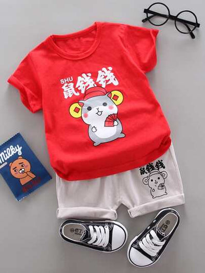 Toddler Boys Cartoon Graphic Tee & Shorts SD