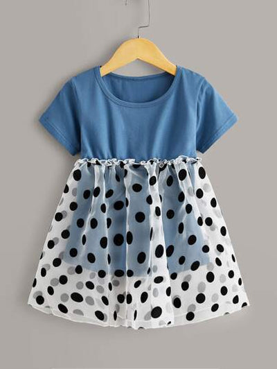 Toddler Girls Polka Dot Mesh Dress SD