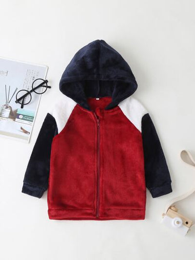 Baby Boys Colorblock Zipper Plush Jacket SD