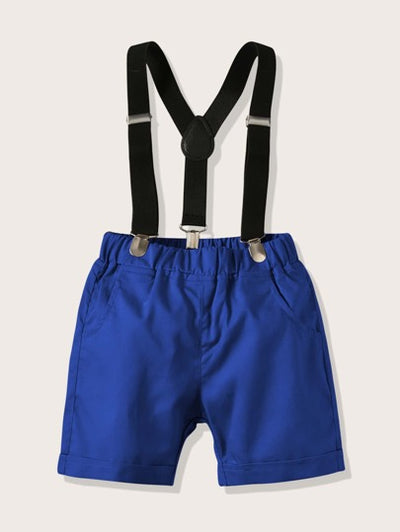 Baby Boy Solid Shorts with Suspenders SD