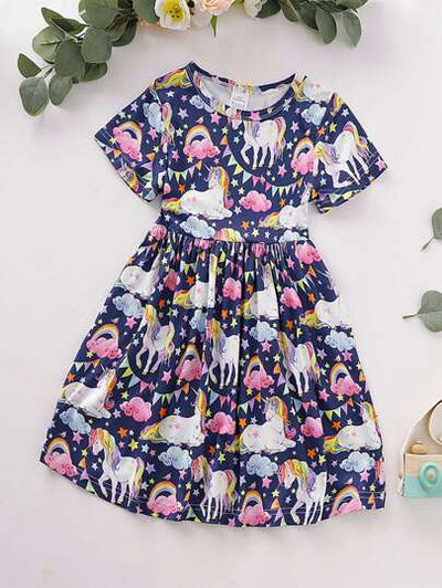 Baby Girl Unicorn Pattern Dress SD