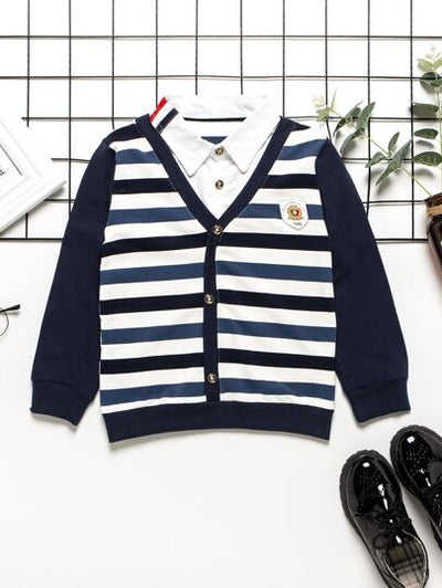 Toddler Boys Solid Arms Striped Sweatshirt SD