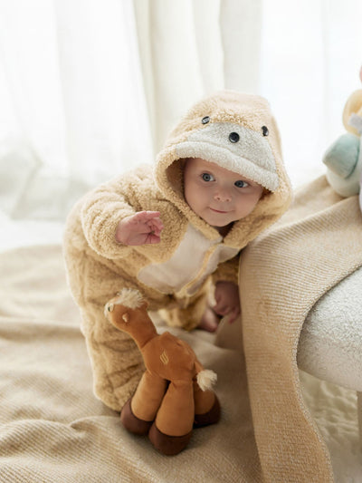Baby Flannel Colorblock 3D Ears Patched Sleepwear SD