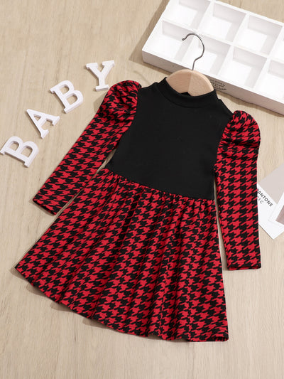 Baby Houndstooth Puff Sleeve Dress SD