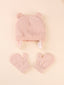 1pair Baby Solid Gloves & 1pc Hat SD