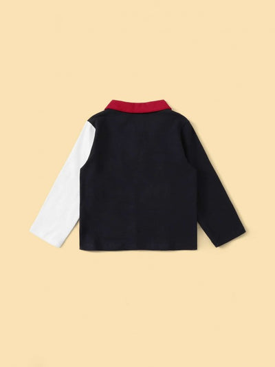 Toddler Boys Cut And Sew Deer Print Polo Shirt SD
