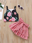 Toddler Girls Floral Print Top & Gingham Skirt SD